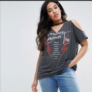 ASOS cold shoulder band tee